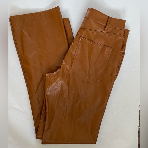 ALC Freddie Faux Leather Boot Cut Jeans Cognac NWOT - Picture 6 of 13